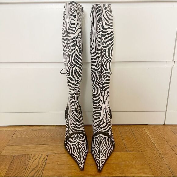 Gianmarco Lorenzi Zebra Tall Boots In Size IT39.5 - Picture 2 of 10